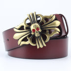 Men's Ghoulish Skull Leather Belt - Casual Style