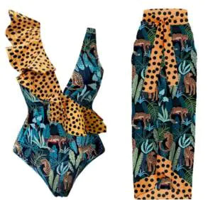 Alcione Swimsuit With Leopard Print Bikini Set