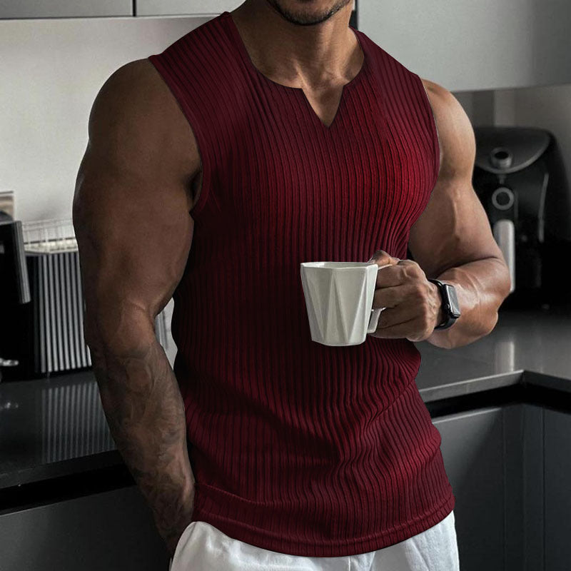 Men's Summer Knitted Striped Fitness Tank Top