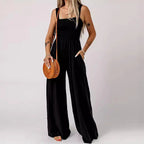 Women's Smocked Square Wide Leg Jumpsuit