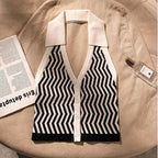 Women's Striped Sleeveless Shirt Women's Shirt Unbranded Black One Size