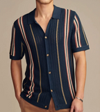 Men's Casual Hollow Knit Polo Shirt