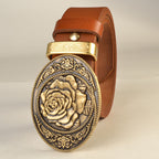 Men's Solid Brass Buckle Genuine Leather Belt