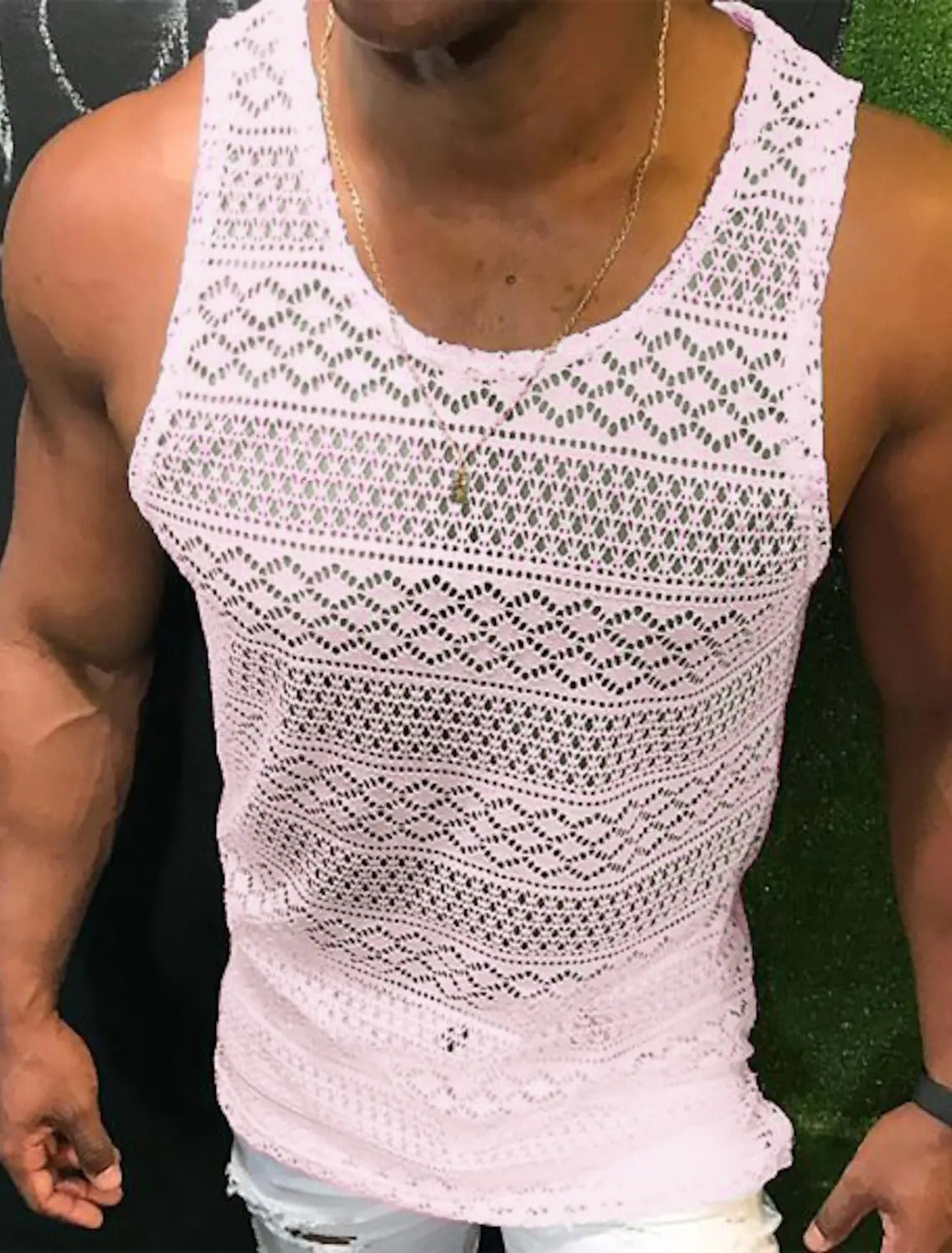 Men's Breathable Polyester Fiber Tank Top for Gym Training