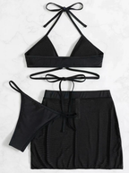 Women's Triangle Double Sided Bikini Set In Sheer Mesh