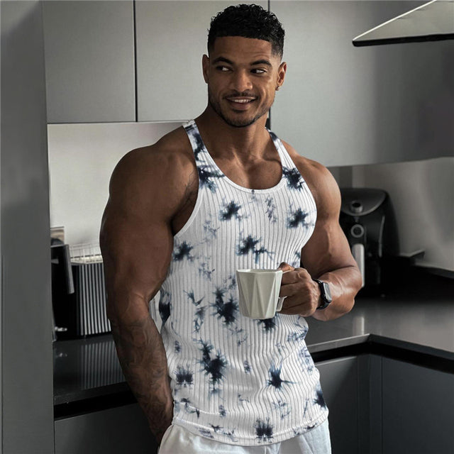 Men's Summer Knitted Vertical Stripe Fitness Tank Top