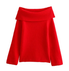 Women's Off Shoulder Pullover Sweater Women's Knitwear & Sweaters Unbranded Red S