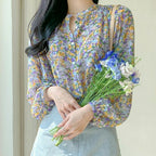 Women's Floral Chiffon Long Sleeve Shirt
