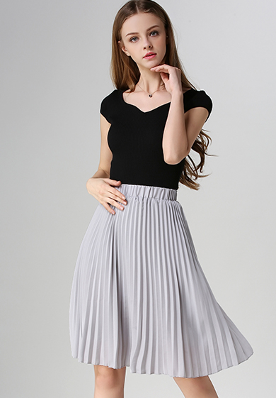 Women's Pleated Vintage High Waist Midi Skirt
