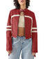 Saodimallsu Women’s Faux Leather Jackets Zip Up Stand Collar Cropped Motocross PU Coats