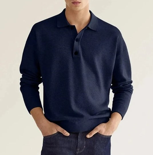 Men's Long Sleeve Button Polo Shirt