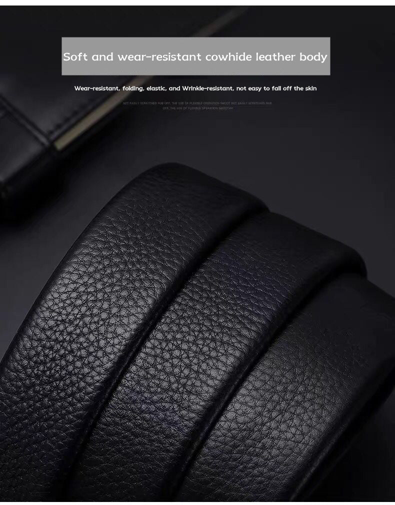 Men's Cowhide Leather Belt with Automatic Buckle Secondary image