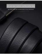 Men's Cowhide Leather Belt with Automatic Buckle