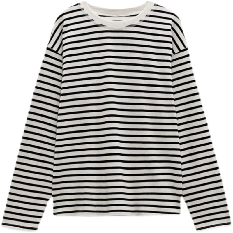 Women's Loose Long Sleeved Striped Shirt