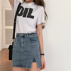 Women's Vintage High Waisted Denim Skirt