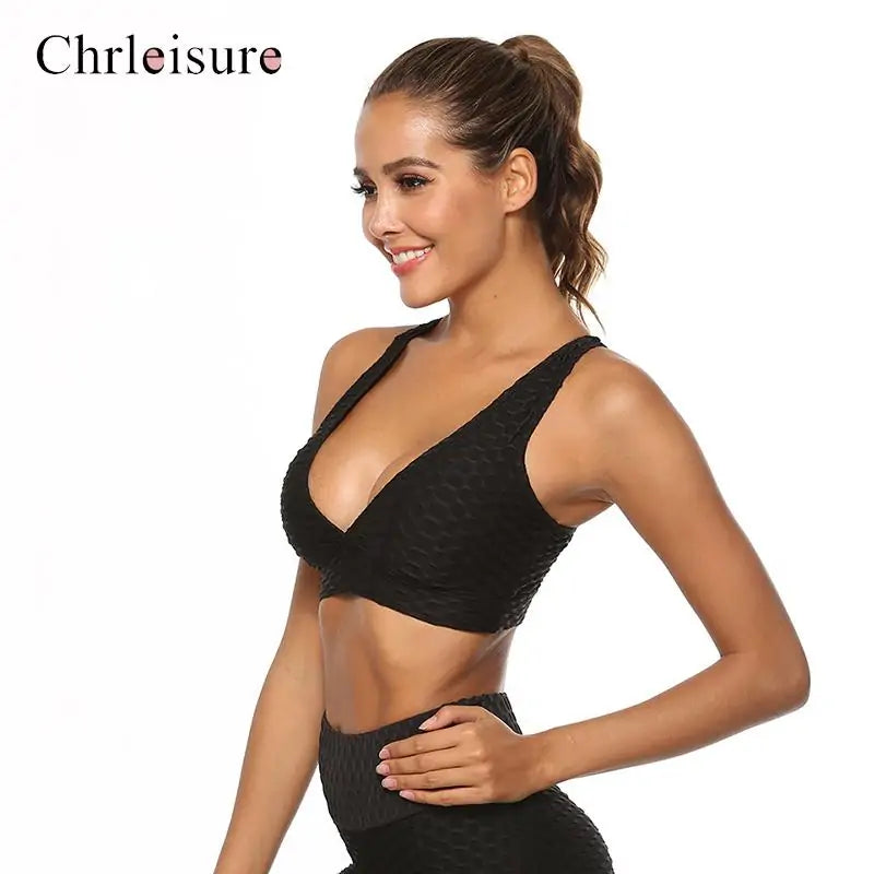 Women Fitness Deep V Neck Backless Breathable Bra