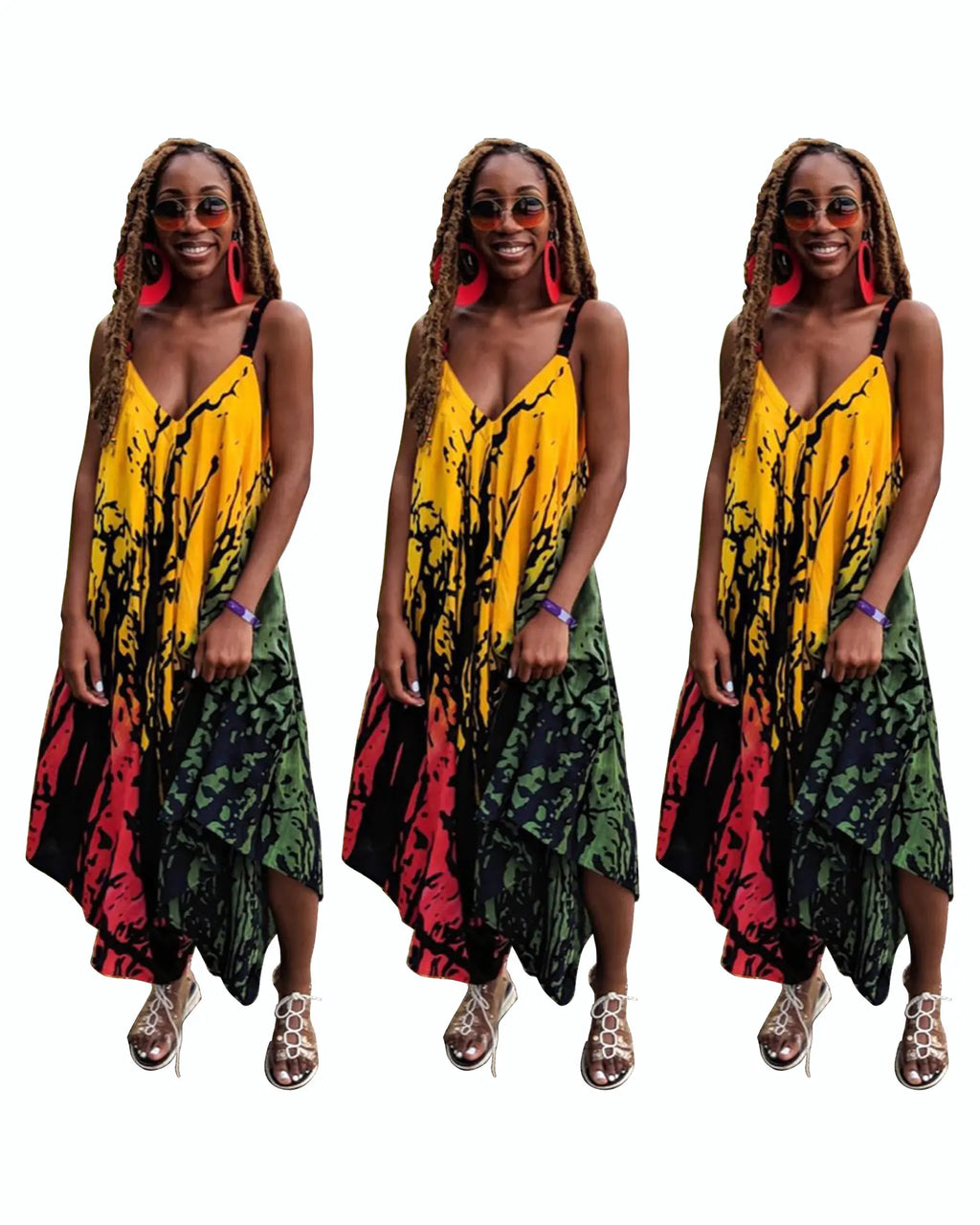 Women's Tricolor Fashion Printed Jumpsuit