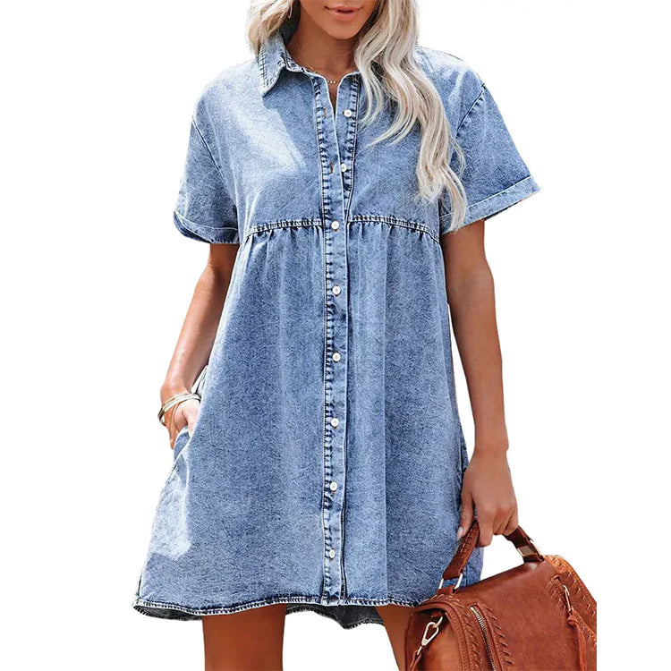 Women's Ruffled Denim Dress