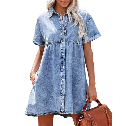 Women's Ruffled Denim Dress