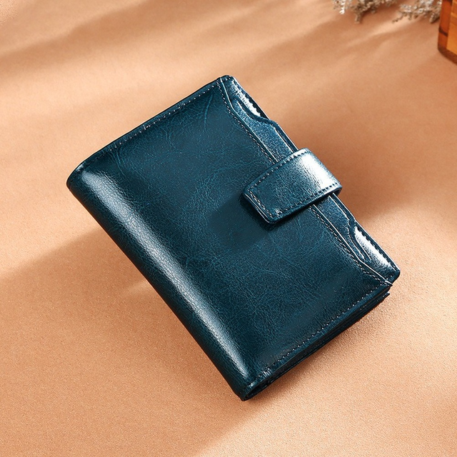 Vintage Genuine Leather Girls Wallet with Zipper