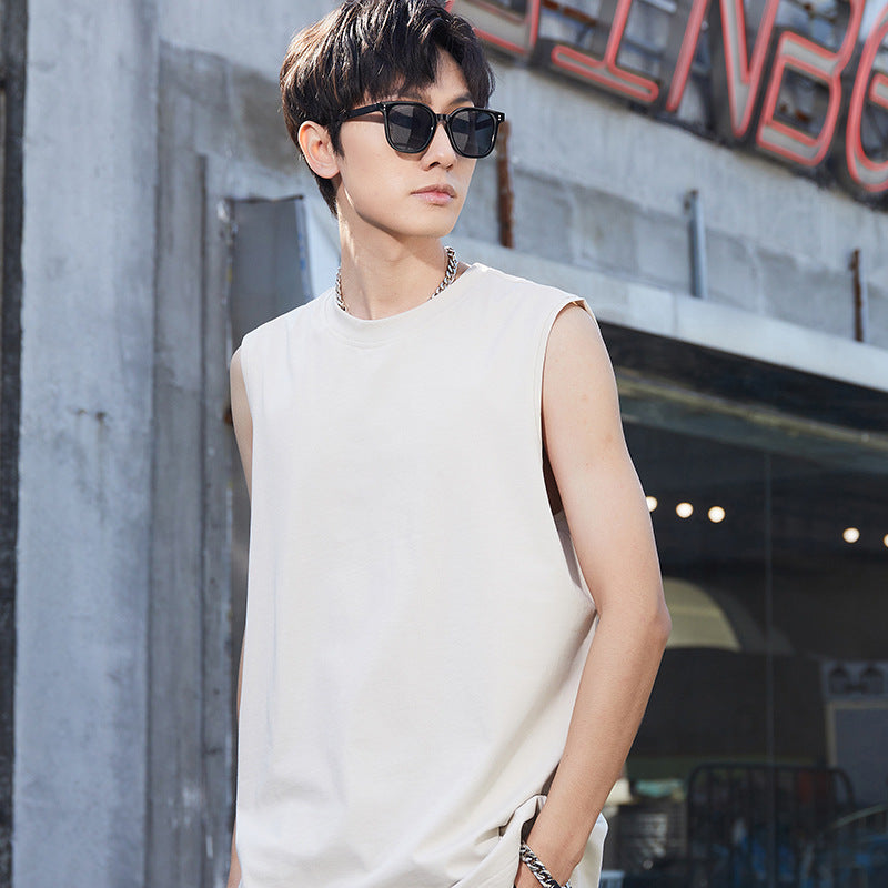 260g Double Yarn Cotton Tank Top for Streetwear Men's Tank Top Unbranded