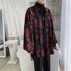 Women's Vintage Chiffon Shirt With Rose Print