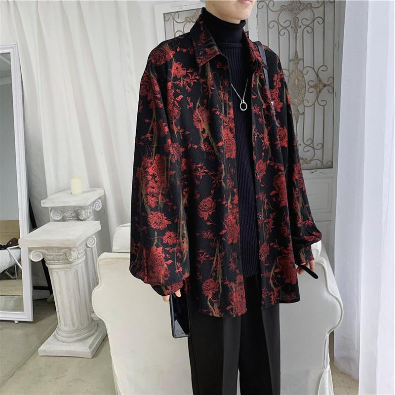 Women's Vintage Chiffon Shirt With Rose Print