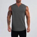 Men's Smooth Solid Summer V Neck Sports Tank Top