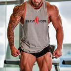 Sleeveless Training Tank Top - Muscle Style Vest Men's Activewear Tops Unbranded Grey XL