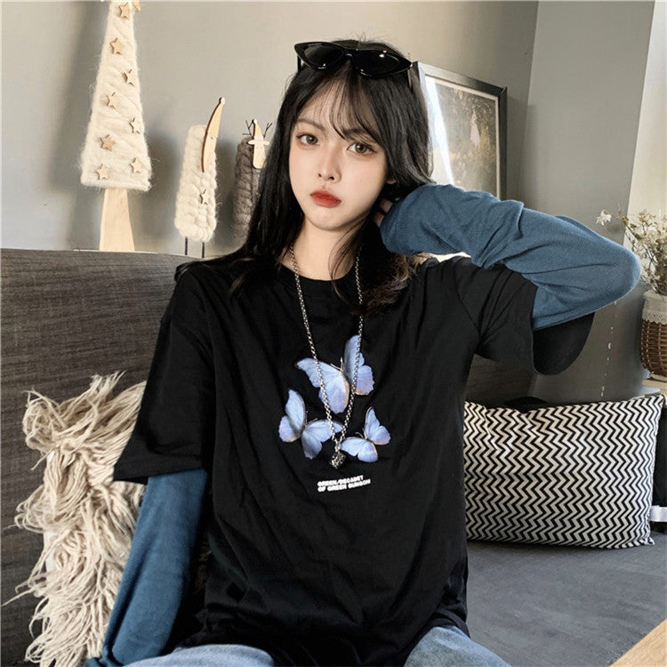 Women's Butterfly Print Short Sleeve T Shirt