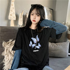 Women's Butterfly Print Short Sleeve T Shirt
