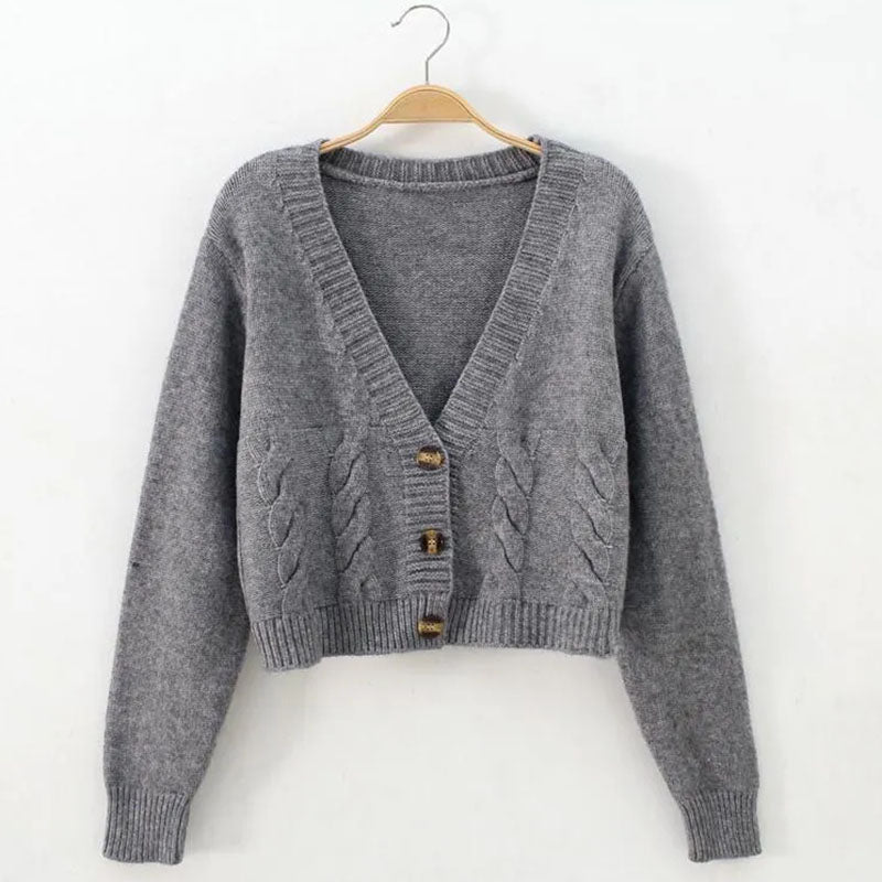 Women's Solid Short Cardigan Sweater Tops