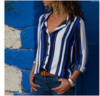 Women's Striped Chiffon Long Sleeve Shirt