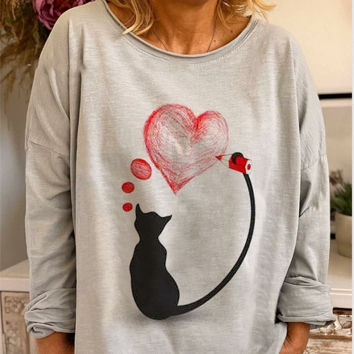 Women's Loose Dynamic Print T Shirt Sweater