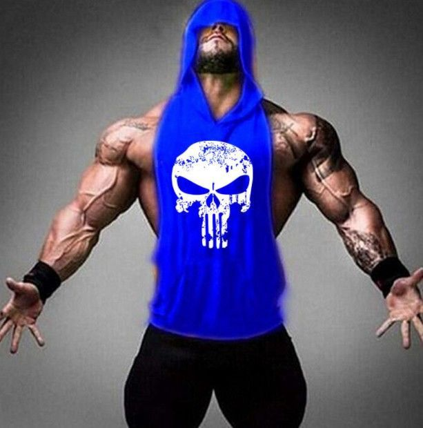 Hooded Skull Bodybuilding Tank Top Men's Tank Top Unbranded