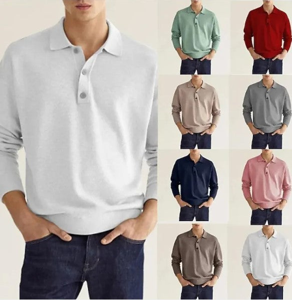 Men's Long Sleeve Button Polo Shirt