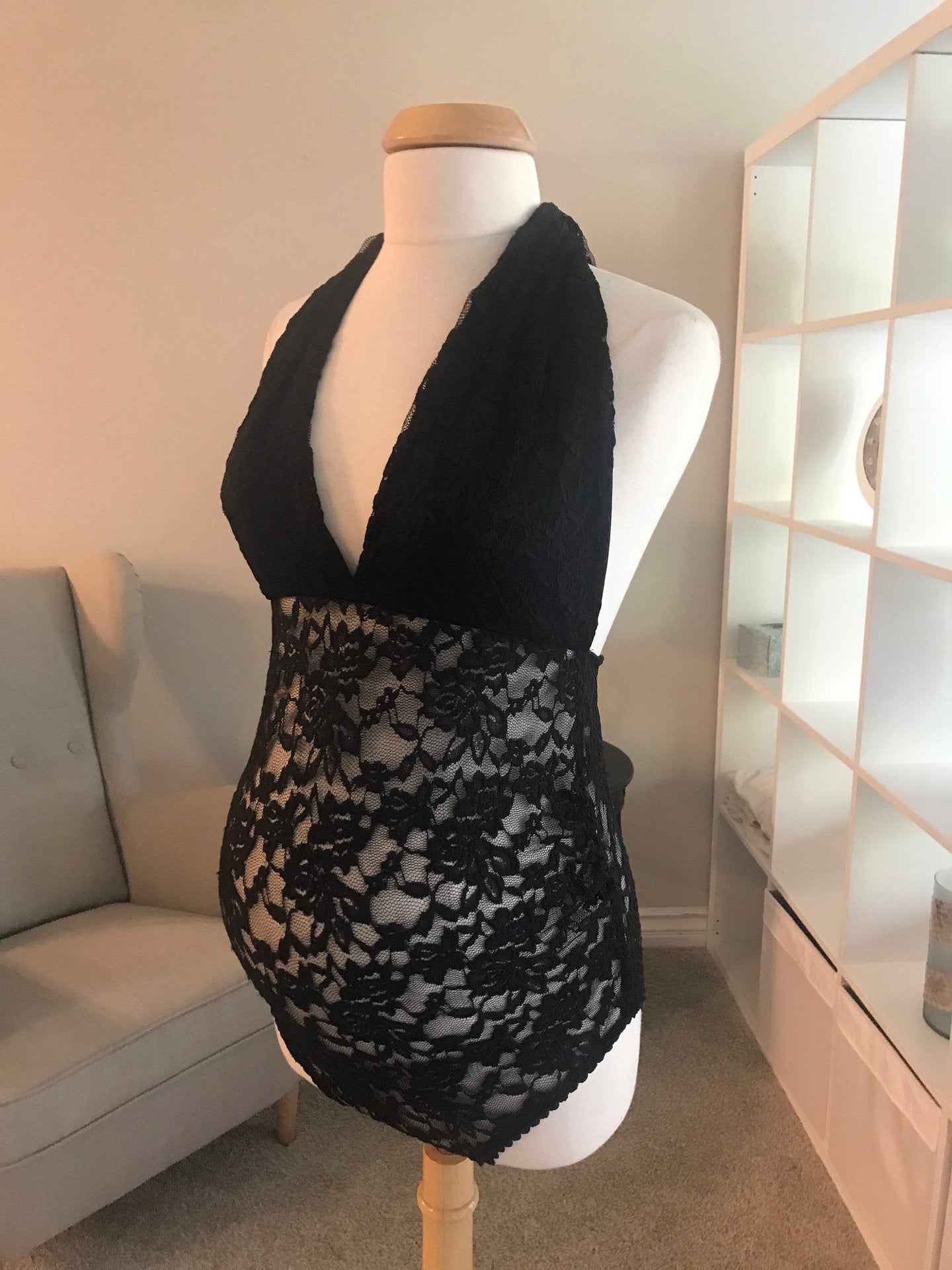 Women's Lace Backless Maternity Lingerie With Neck Strap Women's Lingerie Unbranded