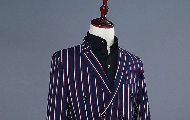 Men's Colorful Double Stripe Tuxedo Suit Set Men's Suits & Tuxedos Unbranded
