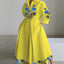 Women's Printed Collar Button Shirt Dress Women's Dresses Unbranded Yellow S