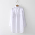 Women's Harajuku Embroidered White Shirt Long Sleeve