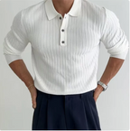 Men's Slim Fit Long Sleeve Lapel Polo Shirt