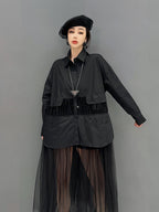 Women's Mesh Spliced Shirt Dress