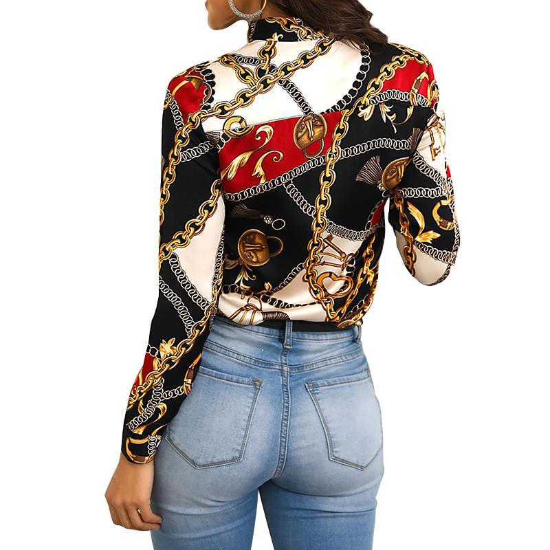 Women's Chain Print Tie Up Shirt