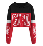 Women's Patchwork Crop Hoodie Women's Hoodie Unbranded Red M