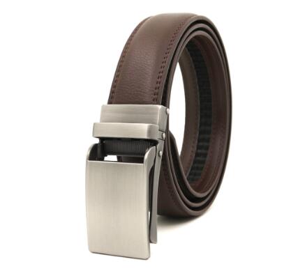 Men's Automatic Buckle Leather Belt - Genuine Cowhide Men's Belt Unbranded Main image