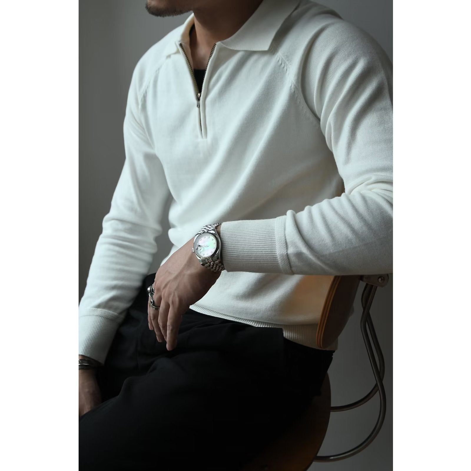 Men's Half Zipper Knitted Polo Shirt Secondary image