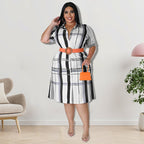 Women's Checkered Short Sleeved Shirt Dress