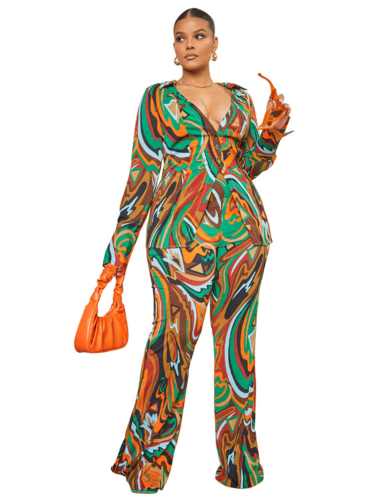 Women's Plus Size 2 Piece Set Tops & Flare Pants Secondary image