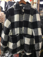 Women's Black & White Plaid Shirt Jacket