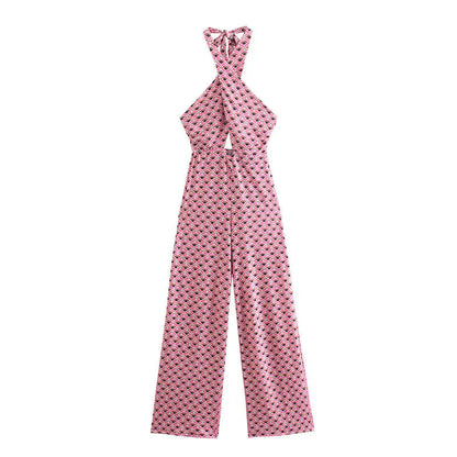 Women's High Waist Casual Cross Jumpsuit